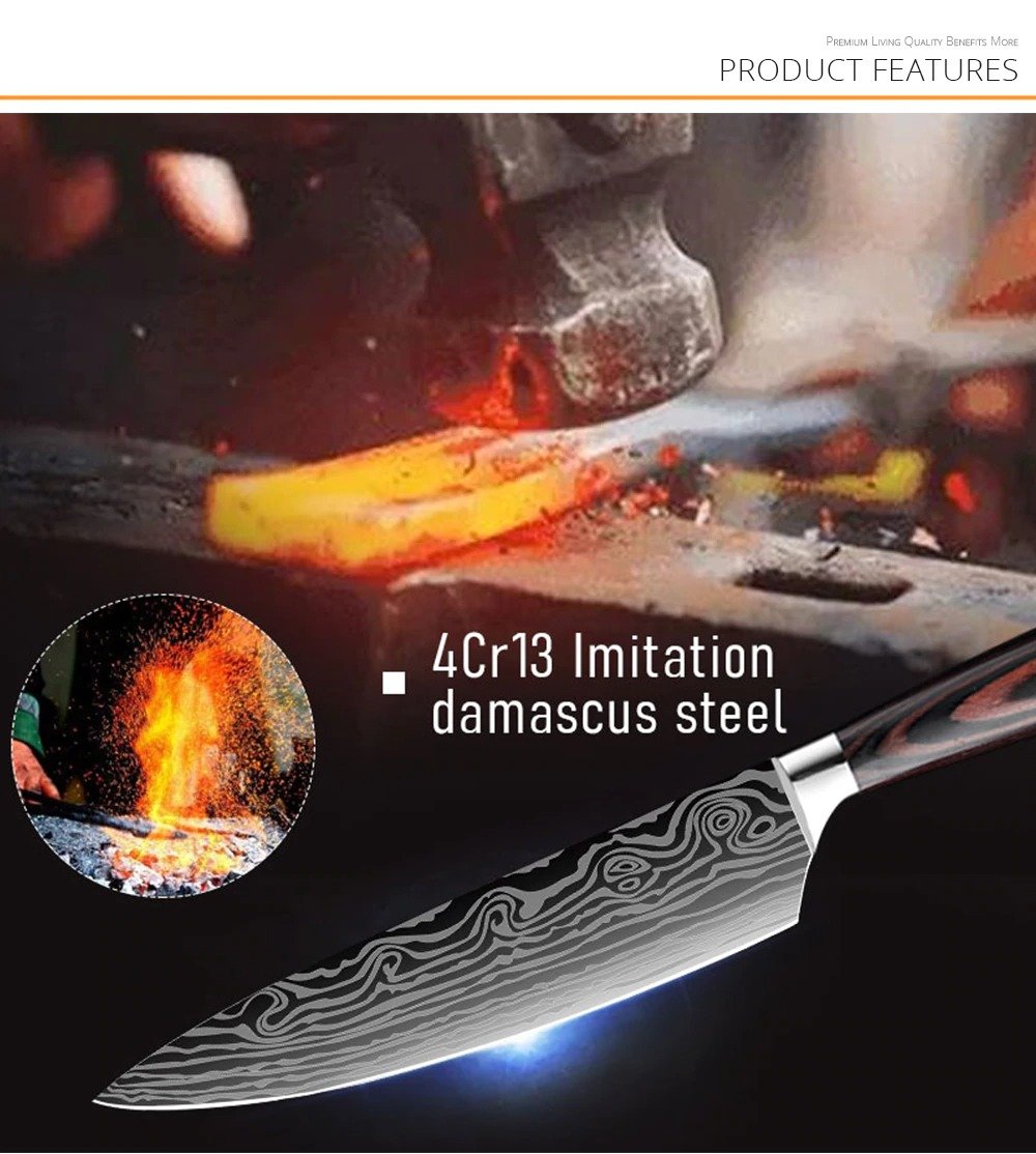 5 pc Chef Knife Set - Stainless Steel Professional Kitchen Knife Set with Cover