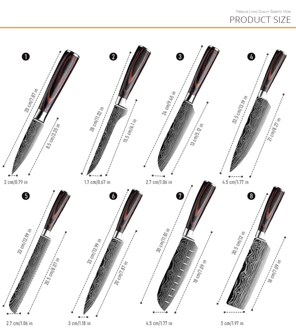 5 pc Chef Knife Set - Stainless Steel Professional Kitchen Knife Set with Cover