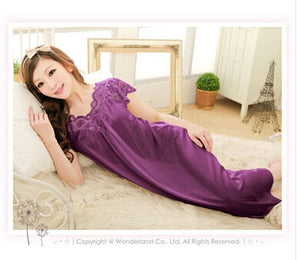 Free Shipping Women White Lace Sexy Nightdress Girls Plus Size Large Size Sleepwear nightgownY02-1