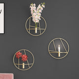 Modern Art 3D Circle Metal Candle Holder Wall Hanging Home Bedroom Decor Art Crafts Candlestick Geometric Candlestick Metal Deco