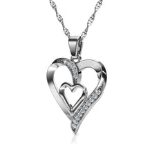 Load image into Gallery viewer, Double Heart Necklace - 925 Sterling Silver Jewellery Pendant

