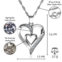 Load image into Gallery viewer, Double Heart Necklace - 925 Sterling Silver Jewellery Pendant
