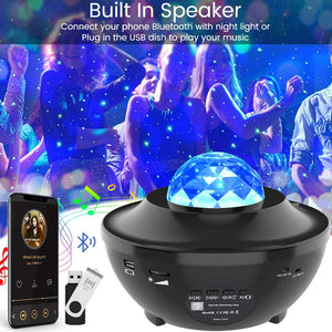 Galaxy Projector Night Light Ocean Wave Projection with Bluetooth