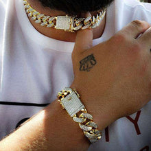Load image into Gallery viewer, 18K Gold/Silver Cuban Chain with Cuban Bracelet
