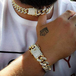 18K Gold/Silver Cuban Chain with Cuban Bracelet