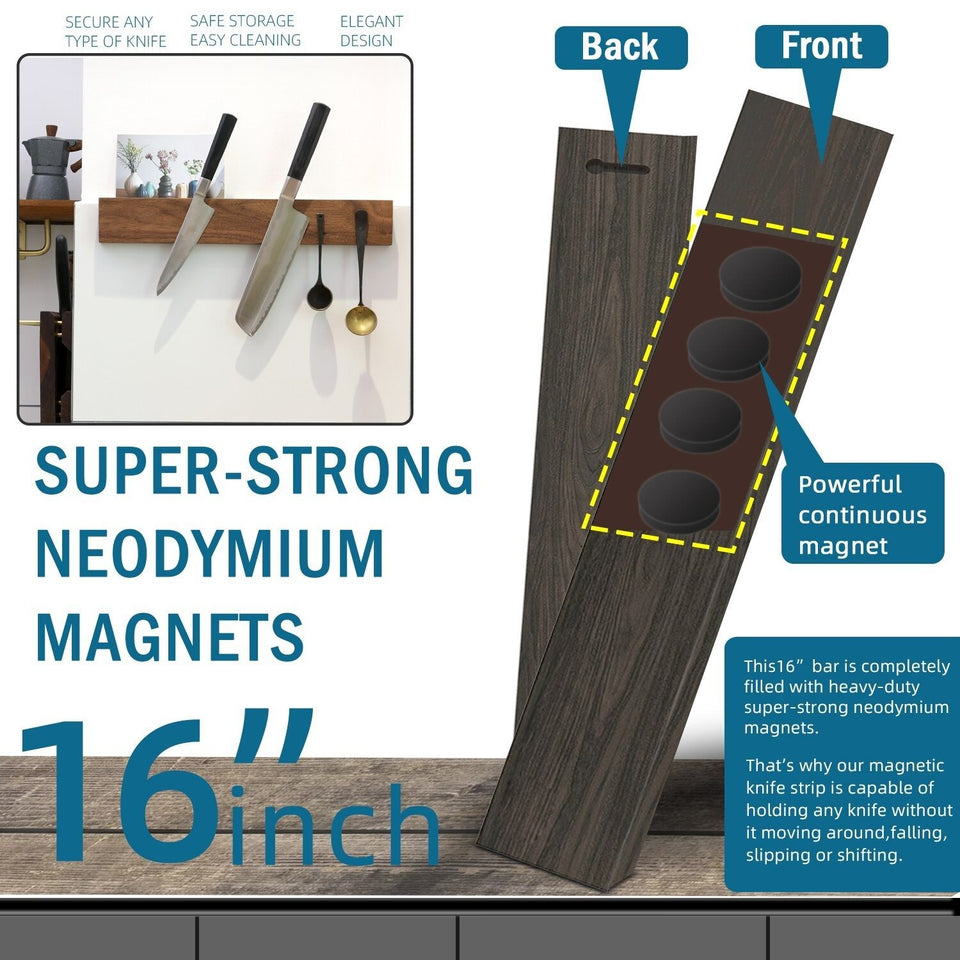 Magnetic Wooden Knife Rack