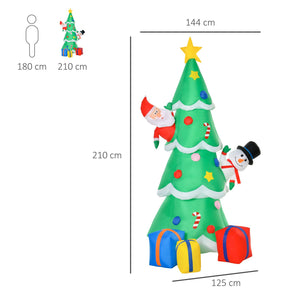 2.1m Christmas Inflatable Tree LED Lighted for Indoor Outdoor Decoration