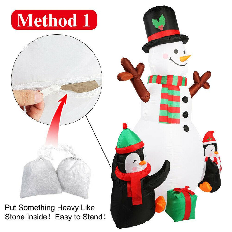 6ft Christmas Inflatable Snowman with Light Xmas Air Blown Outdoor Decoration