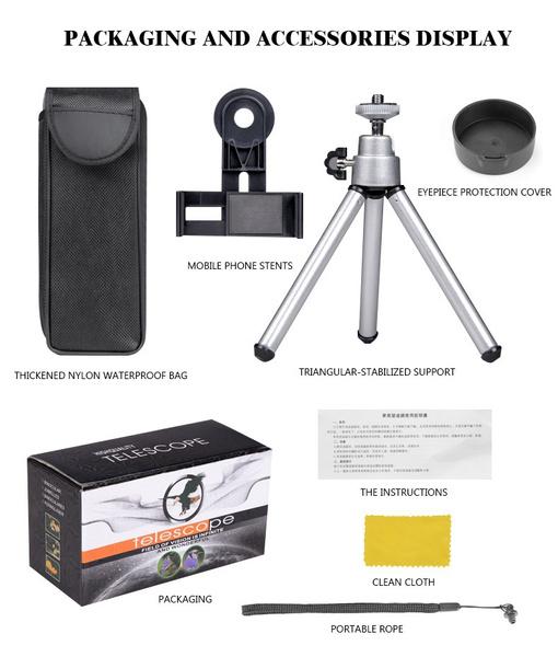 Starscope Monocular - High Power 4k Monocular with Mobile Holder & Tripod - Military Grade Waterproof Monocular