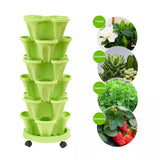 Stackable Plants Pot - 6 Trays+ Wheel Tray